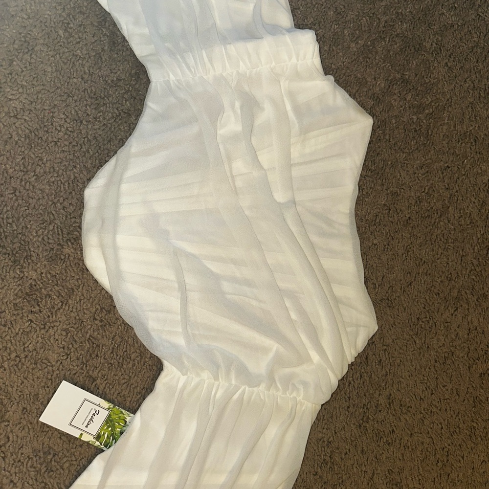 White Strapless Ruched Top